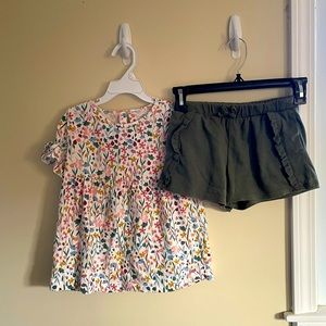 🌹🌹Carter’s little girl’s shorts and shirt outfit